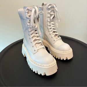 Zara chunky white platform boots